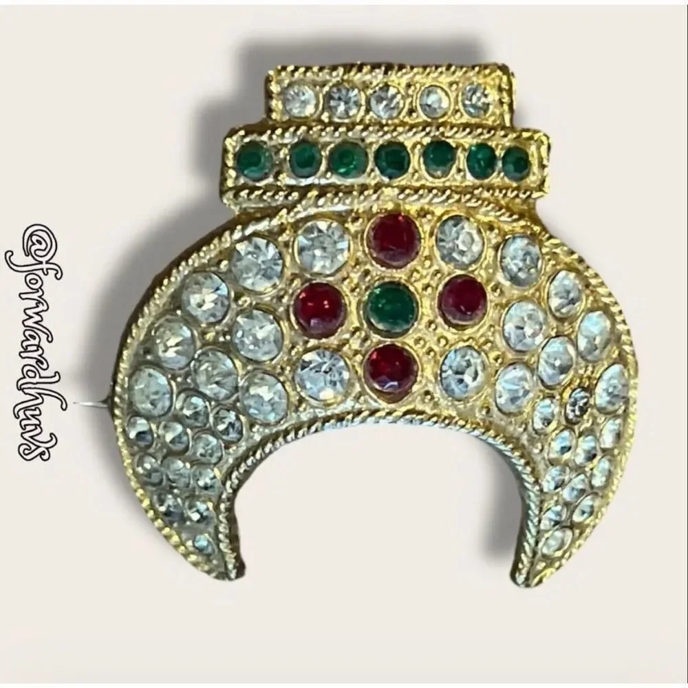 Vintage Shriners Fez Pin with Clear Rhinestone Accents